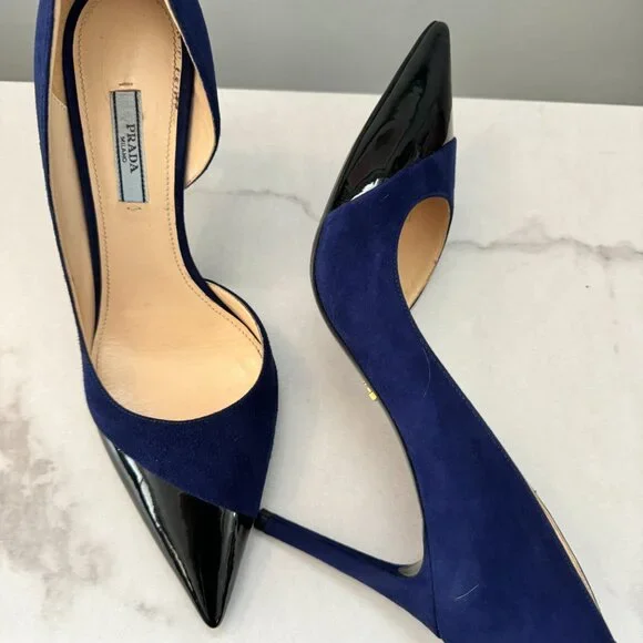 Blue and Black Authentic Prada Pumps - Picture 2 of 10